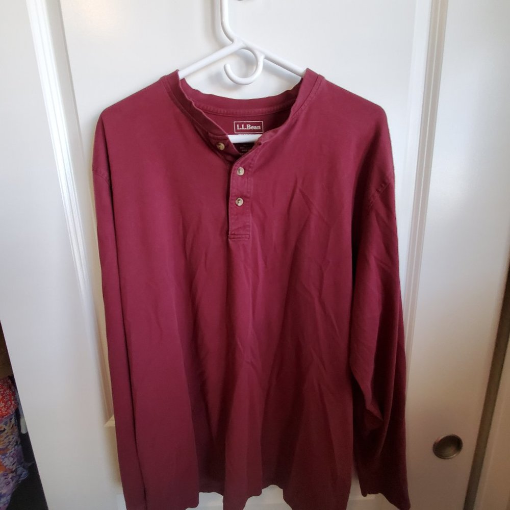 LL Bean men's maroon XL-Tall long-sleeved T-shirt.